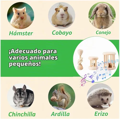 Vista 7 de KABASI Juguetes de madera de conejito de 3 piezas, conejillos de indias Estilo b