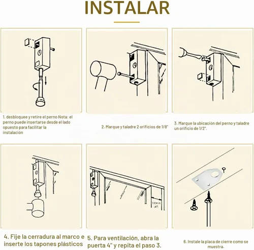 Vista 6 de Dunzy Cerradura de puerta corrediza para puerta de patio rectangular con llave para barra de seguridad con bisagras de vidrio, perno de acero