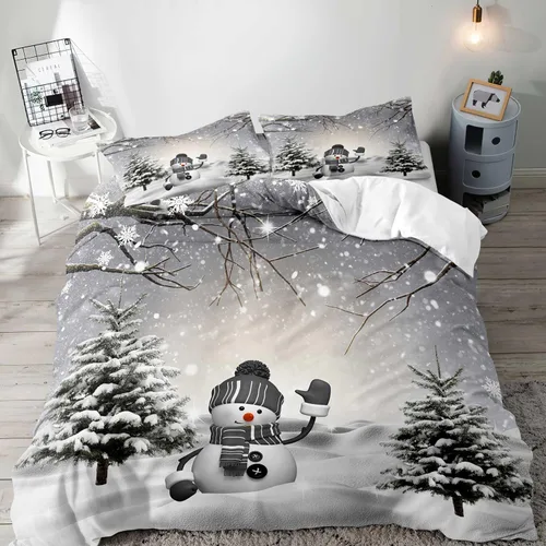 Vista 24 de LUVIVIHOME 2 piezas de funda de edredón de Navidad, juego de ropa de cama individual, ropa de cama rústica de cabaña, colcha de Navidad y Día