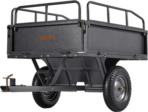 Vista 9 de VEVOR 10 pies cúbicos y 500 libras de remolque para ATV con función de descarga, remolque de utilidad para UTV de carga pesada, remolque de descarga