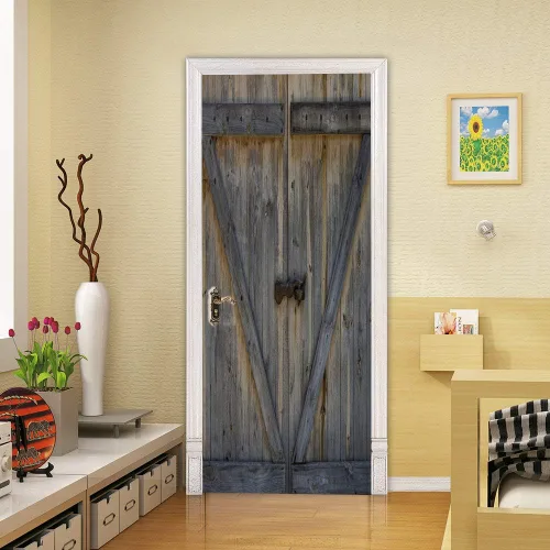 Vista 9 de Adhesivos 3D para puerta, murales para despegar y pegar, puerta de madera, papel tapiz autoadhesivo, extraíble, PVC, impermeable, póster para Puerta