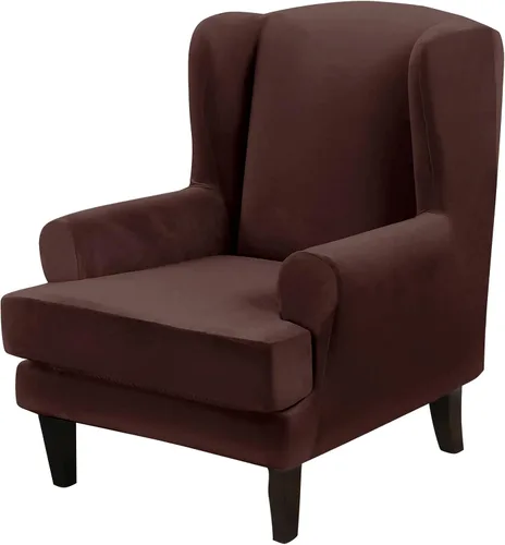 Vista 26 de MIFXIN Wingback - Funda para silla, de terciopelo de 2 piezas, elásticas, con funda de cojín, suave, lavable, protector de muebles para sala