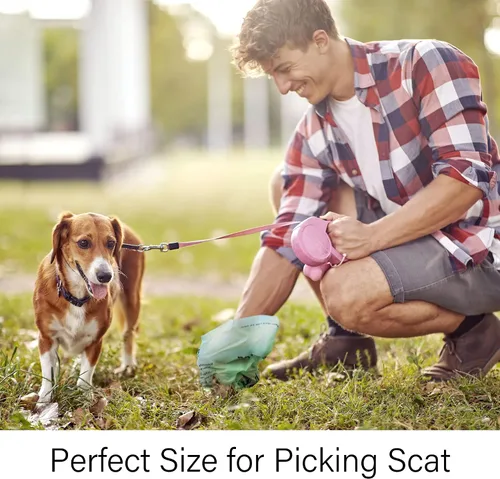 Vista 2 de Home Bolsas compostables para excrementos de perro, bolsas de basura de perros a base de plantas, extragruesas y a prueba de fugas, bolsas planas