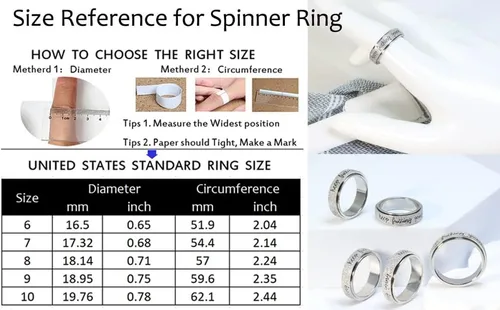Vista 7 de Renkovte Anxiety Ring for Women MenSpinner Rings for Anxiety Women Stress ReliefKeep Going Fidget Rings Cool Ring Titanium SteelSize 6-10mm