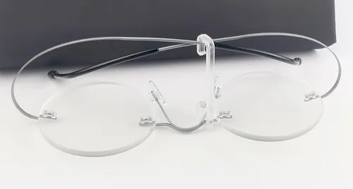 Vista 5 de Circleperson Anteojos de titanio sin montura Vintage Small Round 43-22-145 W Lente transparente para hombres mujeres