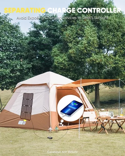 Vista 4 de Controlador de cargador solar portátil para panel solar, entrada DC7909/Anderson 9.6V-32V, 24W USB-A/60W USB-C puerto de salida de carga rápida