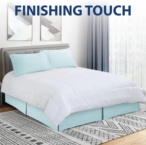 Vista 6 de Cathay Home Falda de cama plisada de microfibra de doble cepillado de fácil ajuste, ultra suave, resistente a la decoloración y a las arrugas