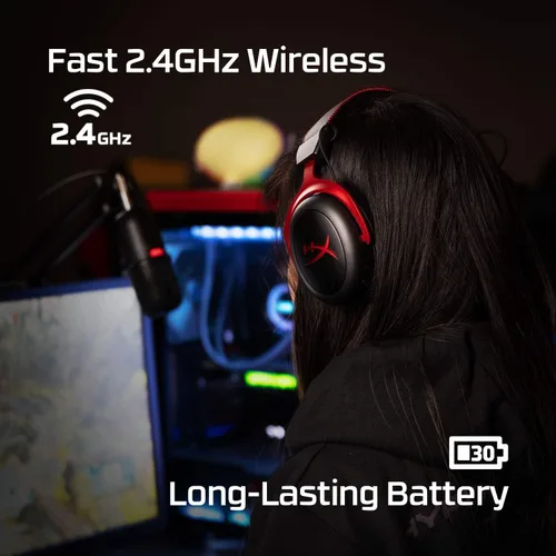 Vista 3 de HyperX Cloud II Wireless - Auriculares para juegos para PC, PS4PS5 y QuadCast S - Micrófono condensador USB RGB para PC, PS4, PS5 y Mac, soporte