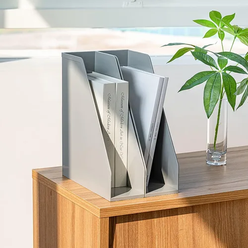 Vista 9 de carrotez Portaarchivos de revista con frente abierto, estante de plástico para revistas, organizadores verticales de archivos para escritorio