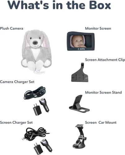 Vista 4 de zooby El monitor de coche para bebés ayuda a reducir la distracción. Nuestro monitor de peluche que les encanta a los bebés sirve como un compañero