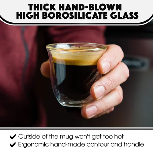 Vista 3 de Brod & Taylor Vasos de vidrio espresso con aislamiento de doble pared (juego de 2, 2 onzas / 2.0 fl oz)
