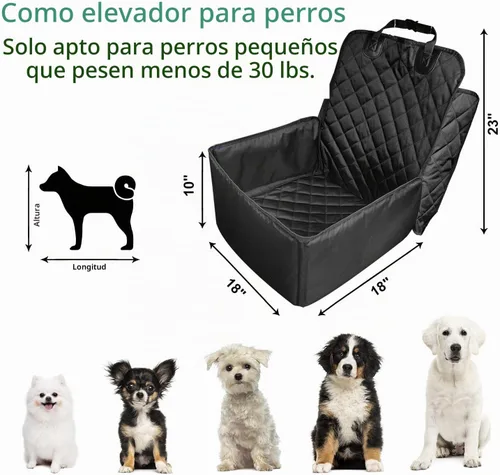 Vista 2 de Flow.Month Funda de asiento delantero para mascotas, asiento elevador para mascotas, funda de asiento de perro 2 en 1 de lujo para automóviles