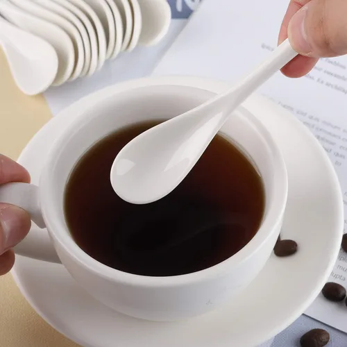 Vista 7 de Juego de 12 cucharas de huevo para huevos hervidos suaves, café, té, postres de cerámica Cucharas de huevo 12