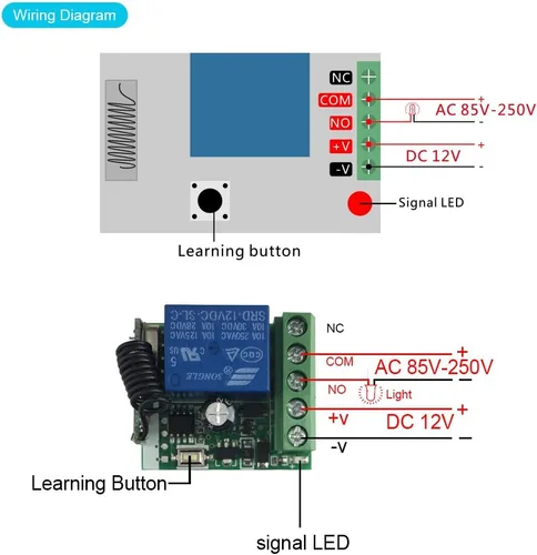 Vista 4 de QIACHIP Interruptor de control remoto inalámbrico universal de 433 MHz, CC 12 V, 1 canal, módulo receptor de relé, transmisor RF, palanca momentánea