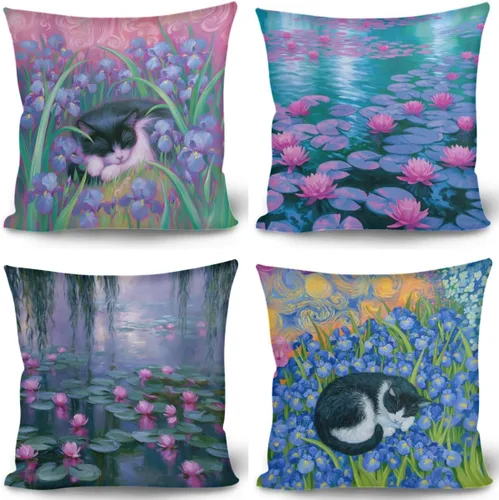 Vista 7 de GLUDEAR Juego de 4 fundas de almohada decorativas de 18 x 18 pulgadas, fundas modernas para dormitorio, sofá, sala de estar, decoración del hogar