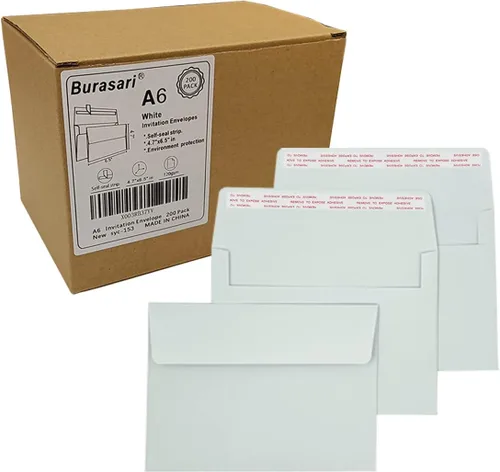 Vista 10 de Sobres de invitación A9 (100 unidades de 5.75 x 8.75 pulgadas) - Sobres de papel blanco con diseño sin ventanas de 120 GSM con cierre automático