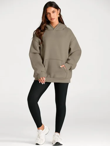 Vista 77 de Trendy Queen - Sudaderas extragrandes con capucha para mujer, suéteres de manga larga, sin botones, de vellón, de otoño, ropa de invierno