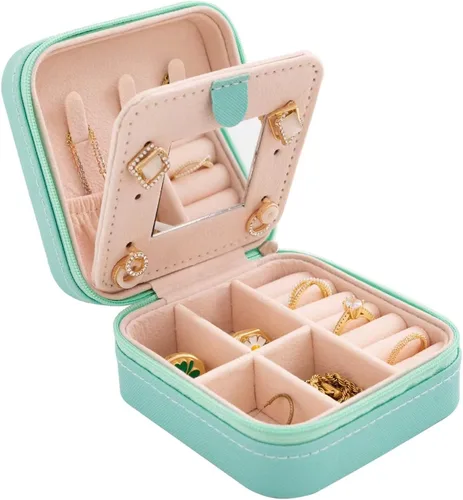 Vista 18 de KElofoN Estuche de viaje para joyas Caja de viaje para joyas Organizador de joyas de viaje Pequeño estuche organizador de joyas para niñas y mujeres
