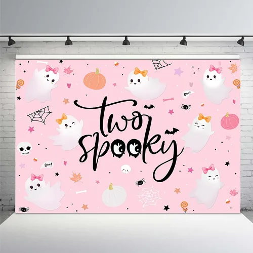 Vista 10 de MEHOFOND Telón de fondo de Halloween de 7 x 5 pies para niños, espeluznante One Happy Booday, decoración de fiesta de primer cumpleaños, suministros