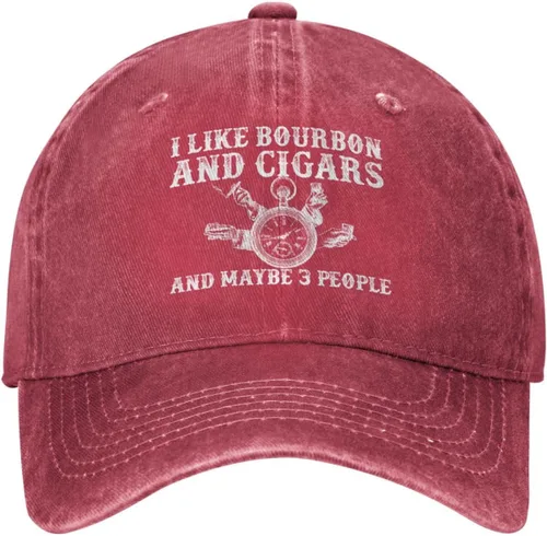 Vista 10 de Funny Hat I Like Bourbon and Cigars and Maybe 3 People Hat Men Baseball Hat Cool Hat