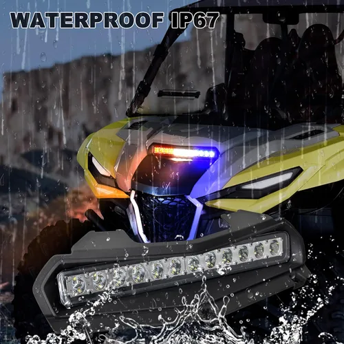 Vista 7 de SAUTVS Luz de capó para Yamaha RMAX 1000, luz LED para capó con lámparas estroboscópicas ámbar azul compatible con Yamaha Wolverine RMAX2 RMAX4 1000