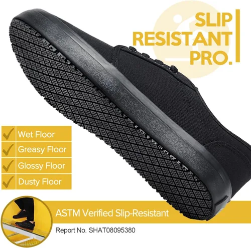 Vista 2 de Zapatos de trabajo antideslizantes para hombres y mujeres, unisex, color negro, casual, resistentes a las manchas y al aceite, tenis de servidor
