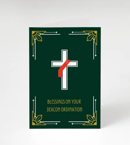 Vista 10 de Tarjeta de felicitación de aniversario de ordenación con sobre, diseño cristiano de vitrales con mensaje de bendición, tarjeta religiosa premium