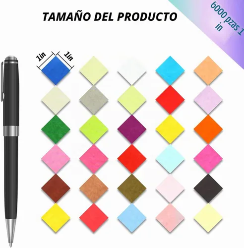 Vista 2 de CCINEE 6000 cuadrados de papel de seda de 1 pulgada, 30 colores surtidos de papel de seda de arco iris, cuadros de mosaico de tejido multicolor