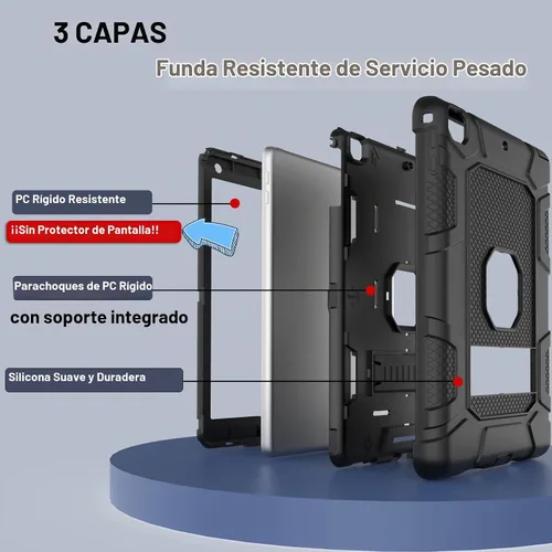 Vista 5 de Fundas para iPad de 6ª Generación, Funda de 5ª Generación, Air 2 de 9.7 Pulgadas a Prueba de Golpes, Resistente, Funda Protectora con Pata