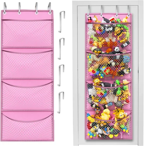 Vista 14 de Honeyera The Original - Almacenamiento de animales de peluche (patentado) – Organizador sobre la puerta para rellenos, juguete de peluche/hamaca