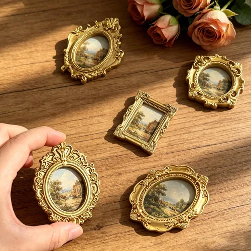 Vista 5 de hoyuwak 10pcs Vintage Mini Marcos Oro Pequeño Marco de Fotos