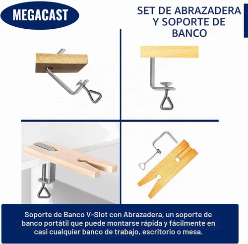 Vista 6 de V-Slot C-Clamp Banco Pin Abrazadera Montaje en Mesa Banco de Trabajo Joyeros Herramienta