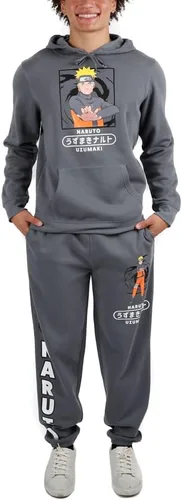 Vista 3 de Bioworld Naruto - Combo de sudadera con capucha y pantalón deportivo para hombre, Negro