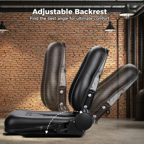 Vista 4 de yeesport Asiento de Montacargas Asiento Universal de Tractor, Asiento Plegable de Montacargas con Respaldo de Ángulo Ajustable, Cómodo Asiento