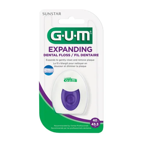 Vista 5 de GUM expandiendo la seda dental, Paquete de 6 Se expande para una limpieza más profunda, removedor de placa para espacios reducidos entre