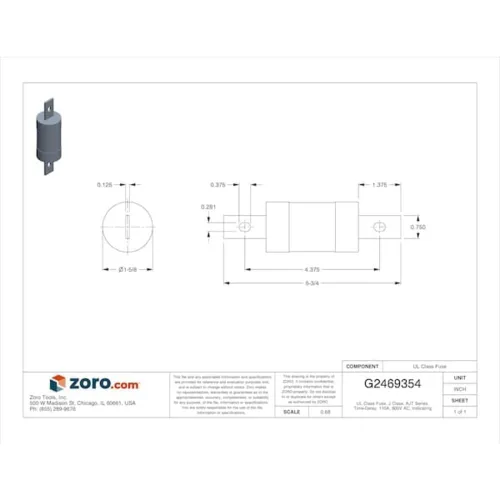 Vista 3 de Mersen AJT Amp-Trap 2000 SmartSpot Time-Delay/Class J Fusible con máxima protección de circuito, 600 VAC/500 VCC, 200 kA AC/100 kA DC, 110 amperios