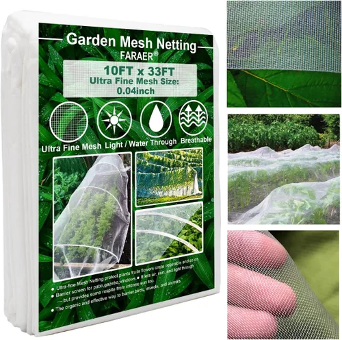 Vista 10 de Red de barrera de plagas de jardín, red de barrera de insectos de 4 x 26 pies, red ultra fina de malla gruesa para plantas vegetales, frutas