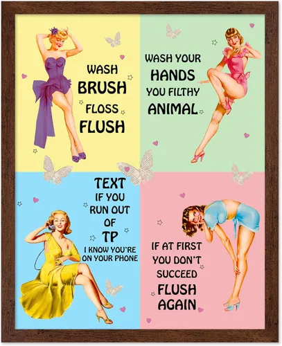 Vista 23 de Poster Master Pin Up Girl Poster - Better Late Than Ugly Print - Butterfly Art - Modern Art - Trendy Art - Gift for Men & Women - Funny Decor for