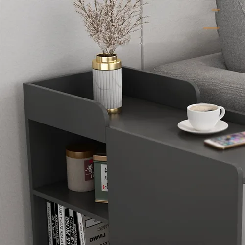 Vista 3 de Mesa auxiliar de sofá para sala de estar, mesa auxiliar de doble cajón para dormitorio, mesita de noche, armario de almacenamiento para el hogar 1