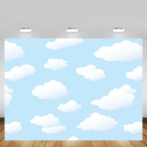 Vista 3 de MEHOFOTO - Telón de fondo para estudio fotográfico de cielo azul y nube blanca, decoración de fiesta de cumpleaños para niños, baby shower