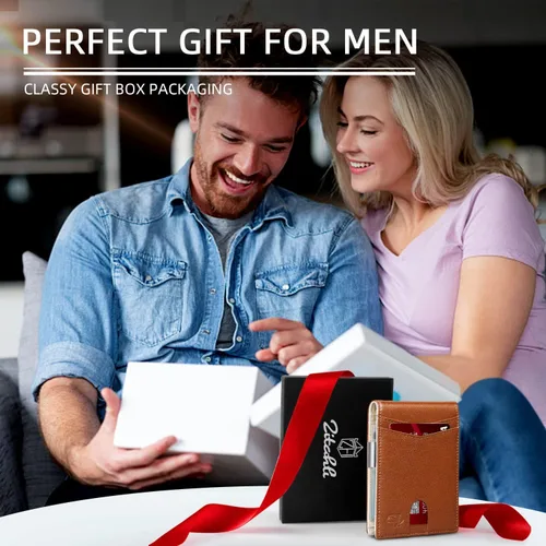 Vista 127 de Zitahli - Carteras delgadas con clip para dinero para hombre, tarjetero minimalista, de cuero, plegable, con bloqueo RFID, cartera de bolsillo