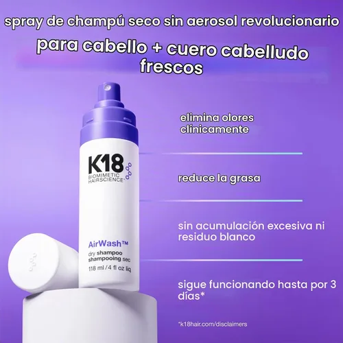 Vista 2 de K18 AirWash™ Dry Shampoo, Non-Aerosol, Balances Scalp & Controls Excess Oil Production