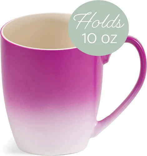 Vista 3 de Elanze Designs Magenta blanco dos tonos Ombre mate taza de café de cerámica de 12 onzas Magenta y blanco.