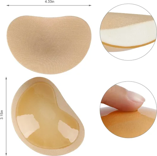 Vista 2 de Insertos adhesivos de doble cara para brasier, 1 par con brasier de realce no adhesivo, 1 par, inserto de almohadilla autoadhesiva para sujetadores