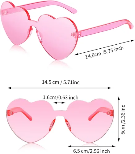 Vista 3 de Frienda 6 lentes de sol con forma de corazón rosa para fiestas y cosplay