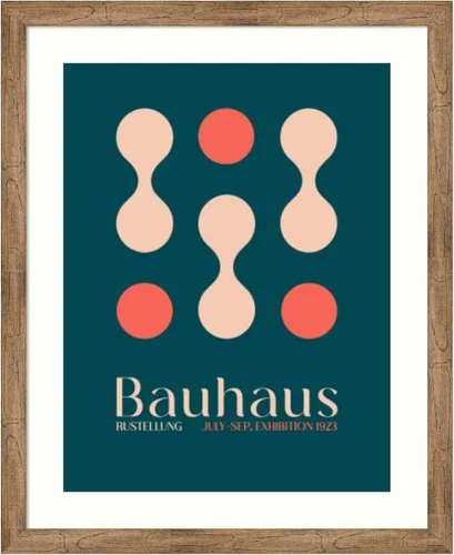 Vista 29 de Amanti Art Framed Wall Art Print 23x19 Bauhaus Blue Clubs by Emel Tunaboylu, Abstract Wall Art, Mid Century Modern Decor, Small Poster Painting