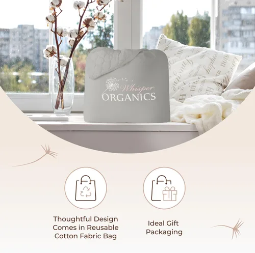 Vista 6 de Whisper Organics Protector de colchón acolchado 100% algodón orgánico Gris