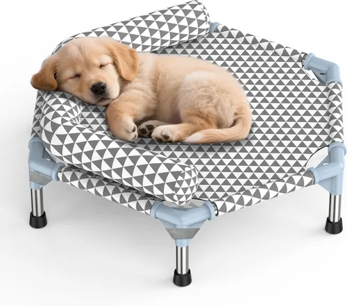 Vista 13 de Kuntrust Cama Elevada para Perros de Exterior Actualizada Catre para Mascotas Elevado Cama Refrescante para Cachorros Cama Elevada para Perros
