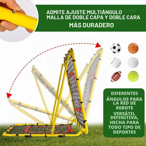 Vista 2 de BaseGoal Dual-Sided Baseball Softball Rebounder Net Amarillo