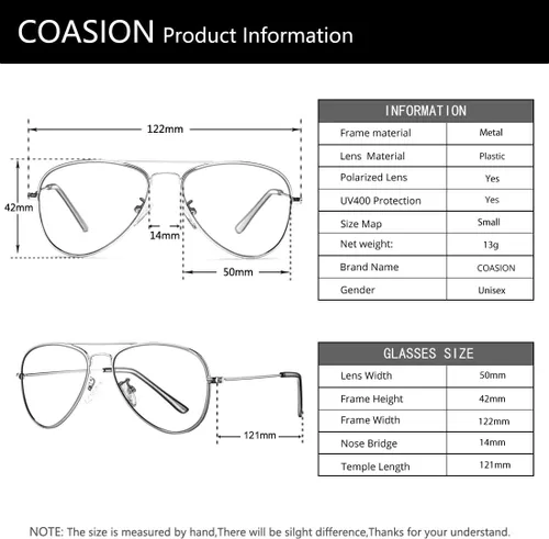 Vista 7 de COASION Gafas de sol de aviador pequeñas polarizadas clásicas para niños, bebés, niñas y niños de 2 a 10 años, 1.969in